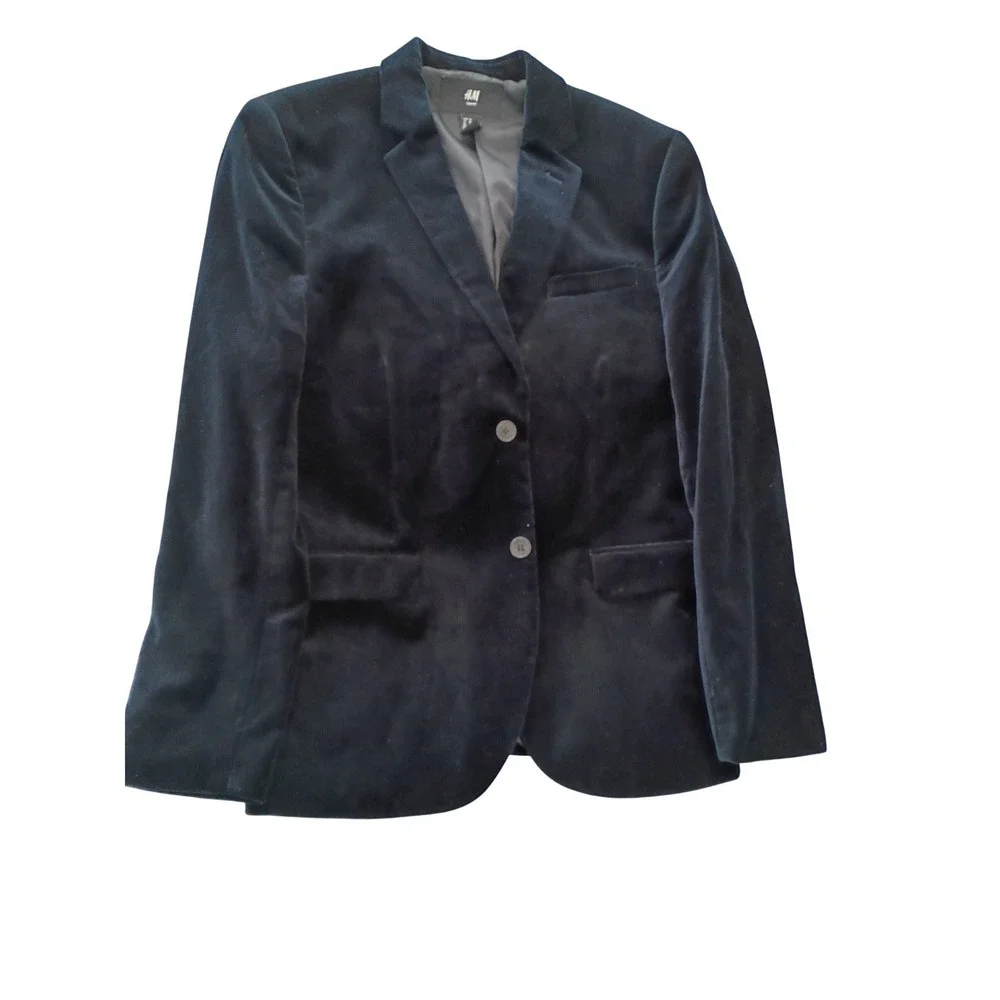Mens‎ Navy Velvet Evening Blazer Slim Fit 40R Luxury Formal Jacket NWOT